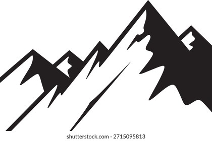 Silhueta do vetor de ascensão de montanha. Silhueta extrema e ícones de pico estilizados para aventura e marca ao ar livre. Picos robustos simbolizando conquista, desafio e sucesso.
