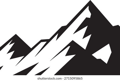 Silhueta do vetor de ascensão de montanha. Silhueta extrema e ícones de pico estilizados para aventura e marca ao ar livre. Picos robustos simbolizando conquista, desafio e sucesso.