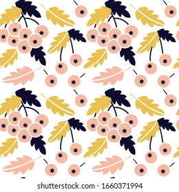 Mountain ash seamless pattern for fabric, wrapping paper, packaging, invitations and cards