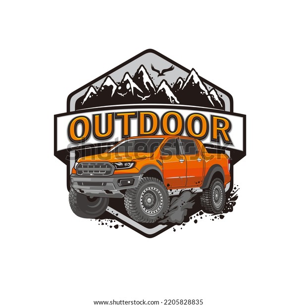 a mountain\
background adventure vehicle\
logo