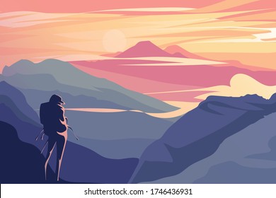 Mountain Background Illustration . This is a Mountain Background Illustration Vector. all of this object or assets is separated and ready to editable.