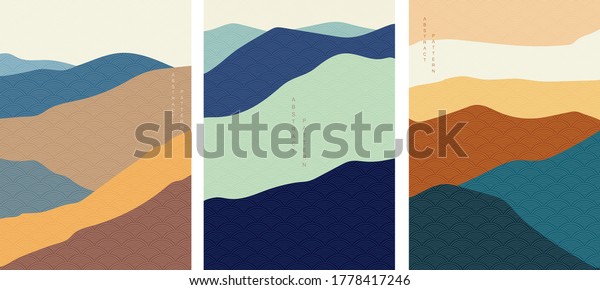 Mountain Background Japanese Wave Pattern Vector Stock ...