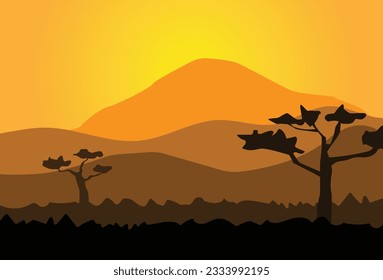 Mountain background. Landscape Illustration Vector Design. sunrise, sunset.