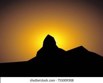 Mountain in the background of sunset.
