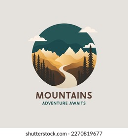 Mountain background vector. Minimal landscape flat sign. Vector illustration
