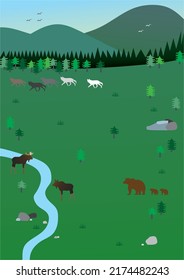 mountain background wildlife vector green