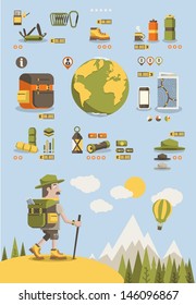 mountain background,hiking info graphic elements