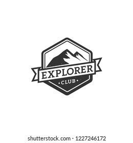 Mountain with badge black logo design