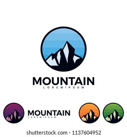 Mountain badge icon vector. Outdoor adventure emblems, badges, design elements, logotype templates.