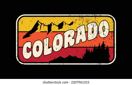 Mountain Badge Illustration Of Colorado And Forest Vintage Style For T-shirt, Poster, Logo Etc.