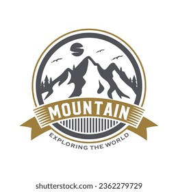 Mountain Badge Logo, Mountain illustration, outdoor adventure . Vector graphic for t shirt prints and other uses.