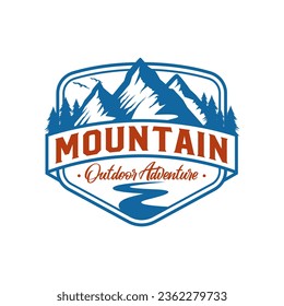 Mountain Badge Logo, Mountain illustration, outdoor adventure . Vector graphic for t shirt prints and other uses.