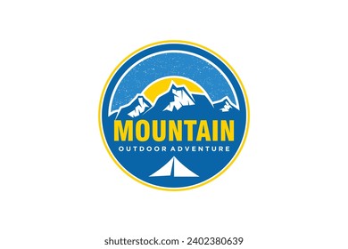 Mountain badge logo label, camping ground sticker.