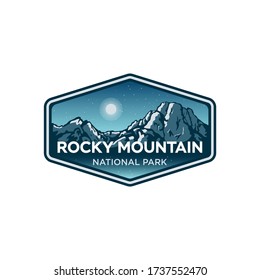 Mountain Badge Logo Patch Sticker Rocky Mountain National Park Vector Illustration Emblem