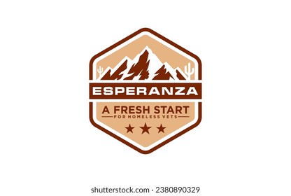 Mountain Badge Logo Vector Design. vintage emblem, designs concept, logos, logotype element for template.	
