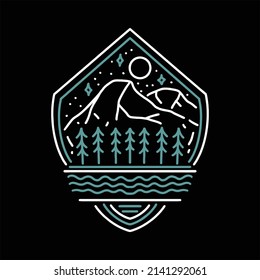 mountain badge monoline vector design