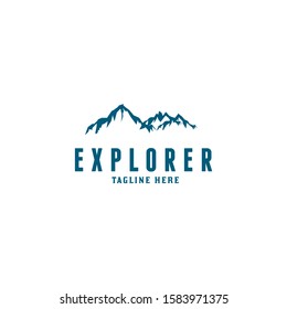 Mountain and Badges Explorer Adventure Logo 