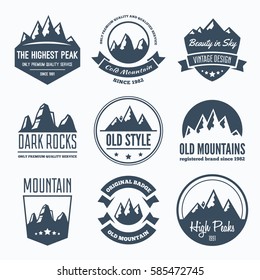 Mountain Badges and Labels in Vintage Style. Signs, logos. Vector illustration