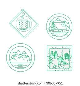 Mountain badges line art