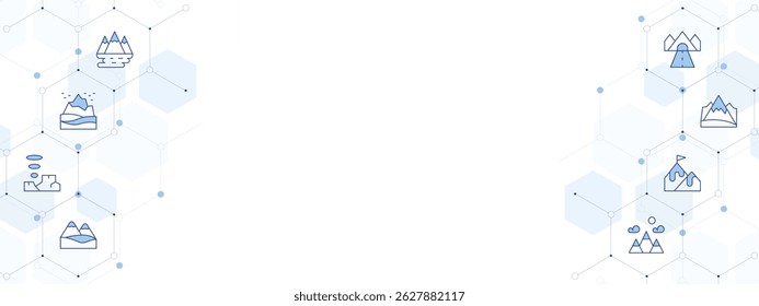 Mountain Banner Vector Illustration with Two-sided Icon Style. Line Duotone icon. Containing. national park, mountain, road.