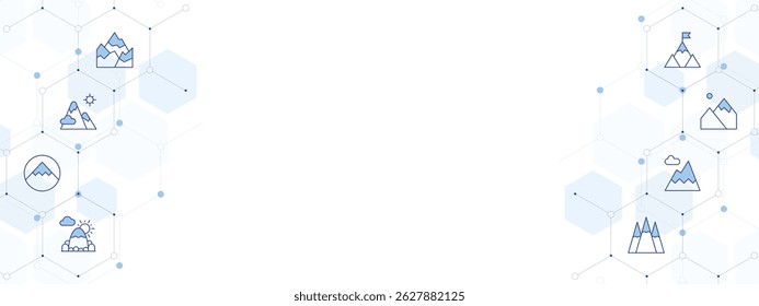 Mountain Banner Vector Illustration with Two-sided Icon Style. Line Duotone icon. Containing. mountains, mountain, goal.