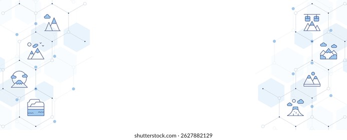 Mountain Banner Vector Illustration with Two-sided Icon Style. Line Duotone icon. Containing. mountains, mountain, fuji, table mountain, cable car.