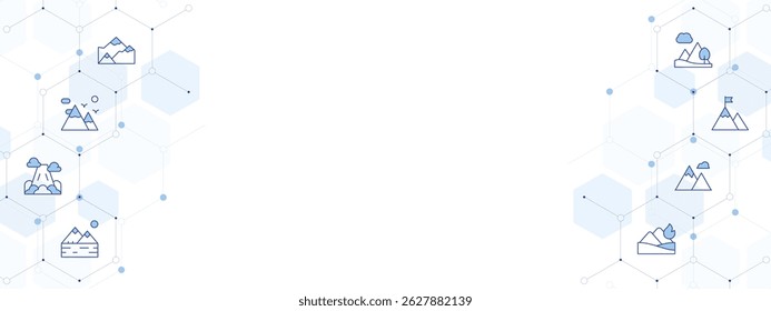 Mountain Banner Vector Illustration with Two-sided Icon Style. Line Duotone icon. Containing. mountain, mountains, goal.