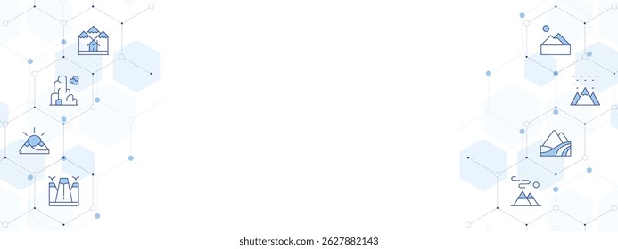 Mountain Banner Vector Illustration with Two-sided Icon Style. Line Duotone icon. Containing. mountain, landscape, mountains.