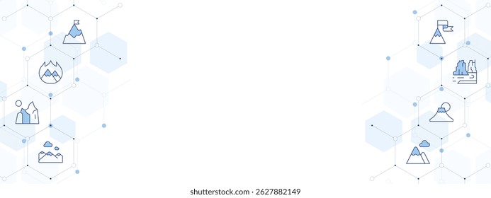 Mountain Banner Vector Illustration with Two-sided Icon Style. Line Duotone icon. Containing. mountain, burning, mountains, fuji mountain, colorado.