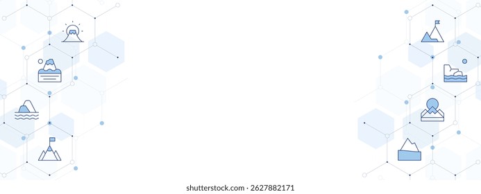 Mountain Banner Vector Illustration with Two-sided Icon Style. Line Duotone icon. Containing. fuji mountain, mountain, goal, success.