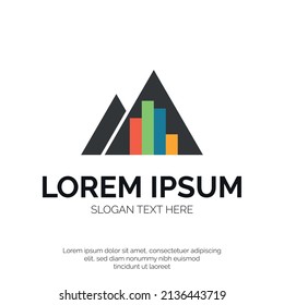 Mountain And Bar Graph Logo Design Premium Vector