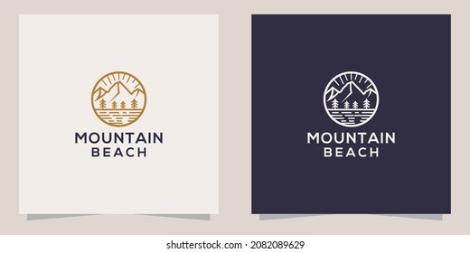 plantilla de logotipo de línea de playa