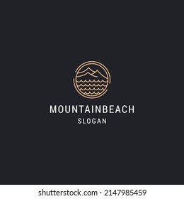 Mountain Beach Logo Icon Flat Design Template 