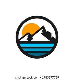 mountain and beach modern logo design