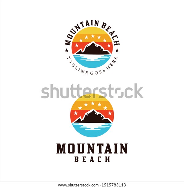 Mountain Beach Sea Adventure Logo Design Stock Vector Royalty Free