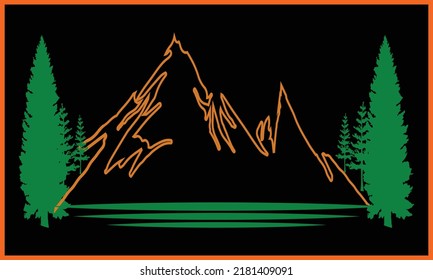 Mountain Beach SVG Illustration Design.