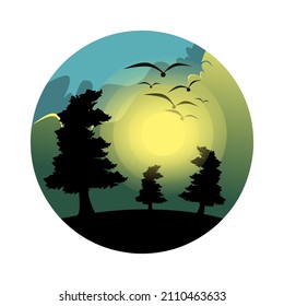 mountain, beach,sun, nature scenery themed background or logo