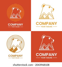 mountain bear concept logo. line logotype. suitable for  logo, icon, symbol and sign. This bear and mountain logo combination is perfect for businesses that deal with nature, animals and mountains