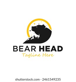 mountain bear illustration logo design