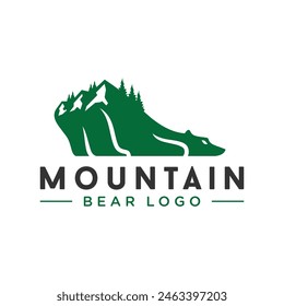 mountain bear illustration logo design