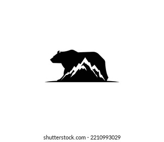 Mountain Bear Logo Design Concept. Creative Adventure Bear  with Mountain Vector Illustration.