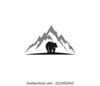 Mountain Bear Logo Design Concept. Creative Adventure Bear  with Mountain Vector Illustration.