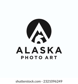 mountain bear logo design vector silhouette illustration