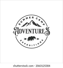 Mountain Bear Logo Vintage Vector Illustration Stock Vector (Royalty ...