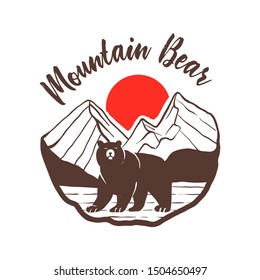 Mountain Bear, vintage mountain print on tshirt, Bear logo outdoor vintage style