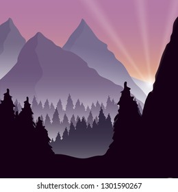 Mountain beautiful landscape bacground vector illustration hand draw desing