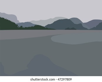 Mountain beyond sea vector
