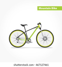 Mountain bicycle, bike flat icon. Vector modern illustration and design element on white background.