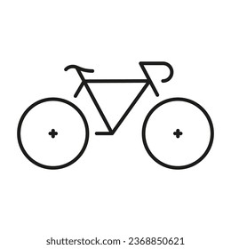 Mountain Bicycle Pictogram. Sports Travel Transportation, Leisure Activity, Healthy Lifestyle. Eco-Friendly Transport Outline Symbol. Bike Line Icon. Editable Stroke. Isolated Vector Illustration.