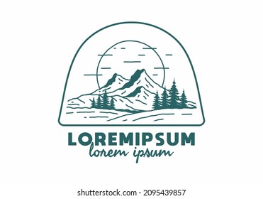 Mountain and the big sun illustration design